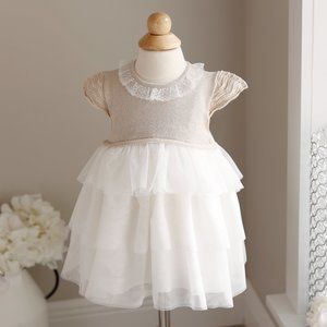 Baby Girl's Ivory Tulle Sweater Dress Party Portrait Special Occasion 12 Month